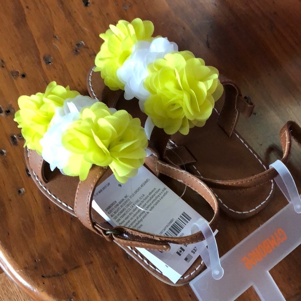 Yellow and white sandals